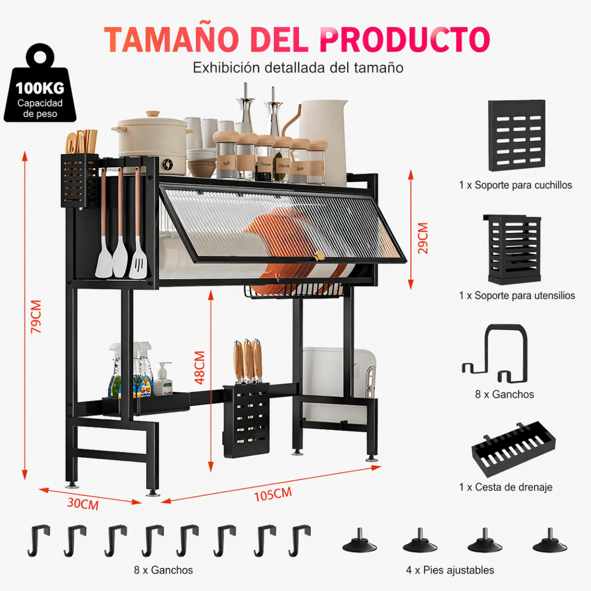 Escurridor De Platos Con Almacenamiento